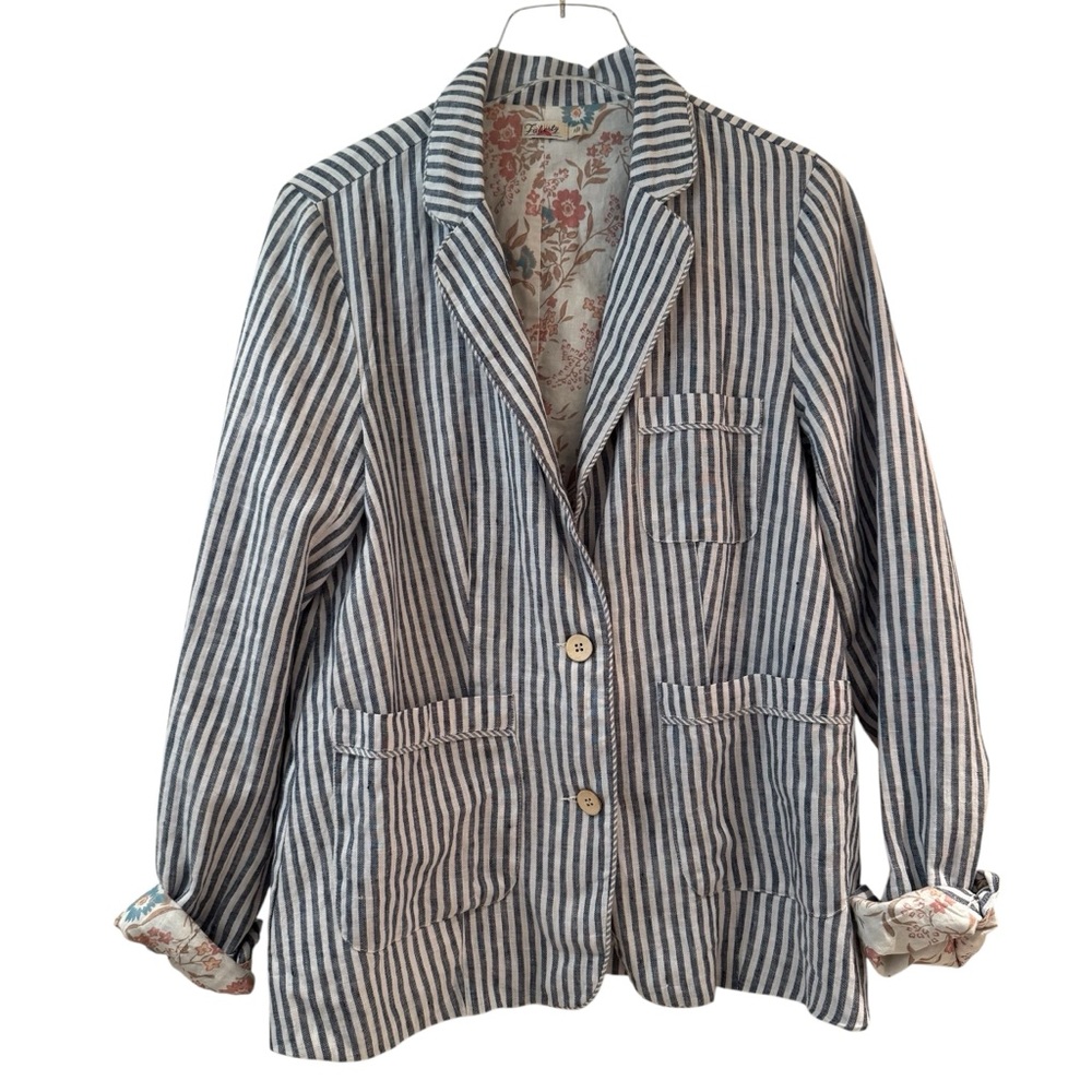 Faherty SAGAPONACK STRIPED LINEN BLAZER Size Medium